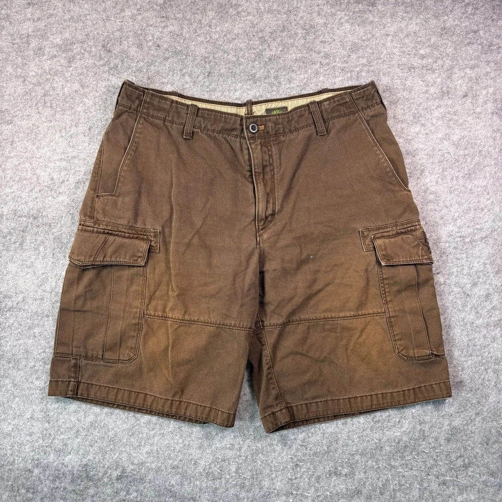 Timberland Mens Brown Cotton Twill Cargo Shorts Size 36 Outdoor Gorpcore Hiking